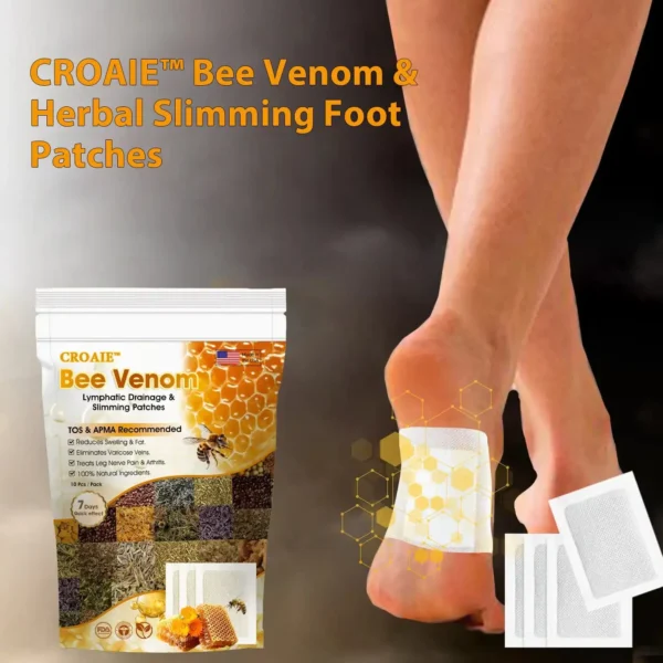 CROAIE™ Bee Venom & Herbal Slimming Foot Patches for Lymphatic Support and Blood Sugar Balance - Natural Swelling Reduction & Detox