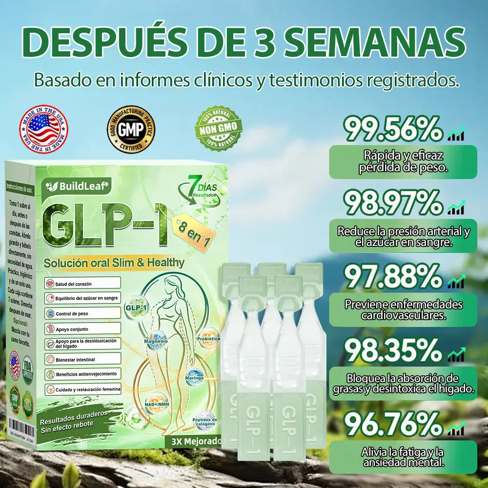 𝐁𝐮𝐢𝐥𝐝𝐋𝐞𝐚𝐟® 𝑮𝑳𝑷-1 𝐅𝐢𝐭 & 𝐕𝐢𝐭𝐚𝐥 8 en 1 𝐒𝐨𝐥𝐮𝐜𝐢ó𝐧 𝐎𝐫𝐚𝐥✨ (Solo una vez al día, cambios visibles en 7 días) Para obesidad, salud cardiovascular, diabetes, apnea del sueño, salud intestinal, problemas articulares y más