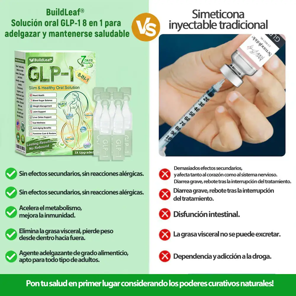 𝐁𝐮𝐢𝐥𝐝𝐋𝐞𝐚𝐟® 𝑮𝑳𝑷-1 𝐅𝐢𝐭 & 𝐕𝐢𝐭𝐚𝐥 8 en 1 𝐒𝐨𝐥𝐮𝐜𝐢ó𝐧 𝐎𝐫𝐚𝐥🥇 (Solo una vez al día, cambios visibles en 7 días) Para obesidad, salud cardiovascular, diabetes, apnea del sueño, salud intestinal, problemas articulares y más(副本)
