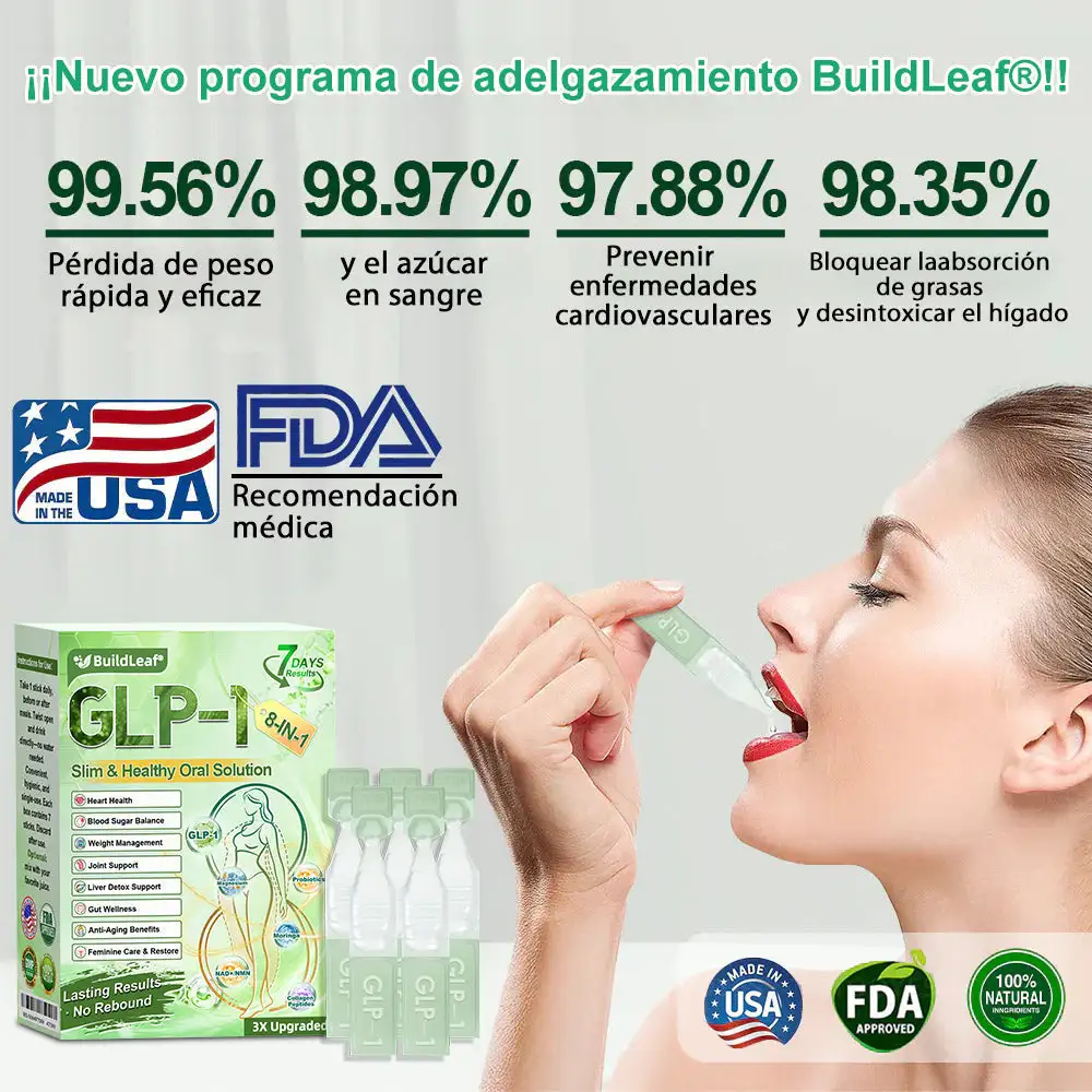 𝐁𝐮𝐢𝐥𝐝𝐋𝐞𝐚𝐟® 𝑮𝑳𝑷-1 𝐅𝐢𝐭 & 𝐕𝐢𝐭𝐚𝐥 8 en 1 𝐒𝐨𝐥𝐮𝐜𝐢ó𝐧 𝐎𝐫𝐚𝐥🥇 (Solo una vez al día, cambios visibles en 7 días) Para obesidad, salud cardiovascular, diabetes, apnea del sueño, salud intestinal, problemas articulares y más(副本)