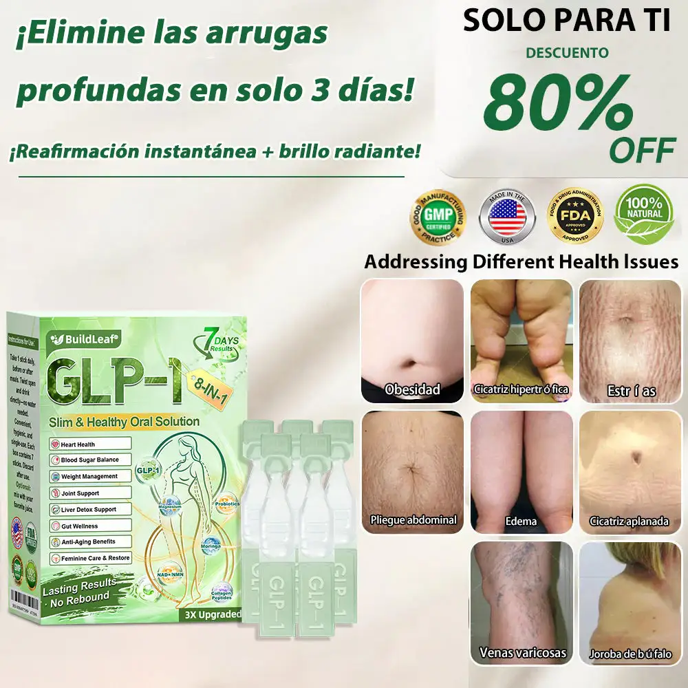 𝐁𝐮𝐢𝐥𝐝𝐋𝐞𝐚𝐟® 𝑮𝑳𝑷-1 𝐅𝐢𝐭 & 𝐕𝐢𝐭𝐚𝐥 8 en 1 𝐒𝐨𝐥𝐮𝐜𝐢ó𝐧 𝐎𝐫𝐚𝐥🥇 (Solo una vez al día, cambios visibles en 7 días) Para obesidad, salud cardiovascular, diabetes, apnea del sueño, salud intestinal, problemas articulares y más(副本)