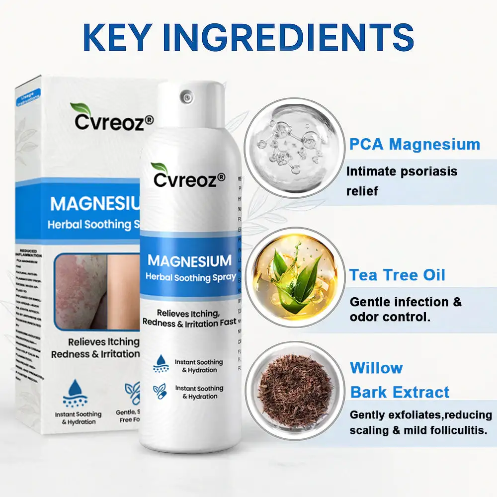 🔥Final 3 Hours: 80% OFF:Cvreoz® Magnesium Herbal Psoriasis Spray⚕️ FDA Certified (for the treatment of psoriasis and eczema, improvement of bacterial infections in the genital area, treatment of acne and warts, eliminates psoriasis and eczema, etc.)