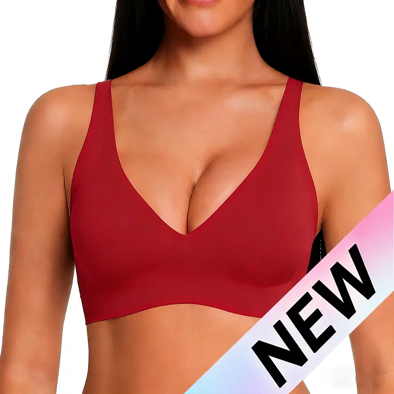 NESLEMY Wireless Push Up Bra for Women - Seamless Deep V Bralette, All-Day Comfort T-Shirt Bra for Everyday Wear